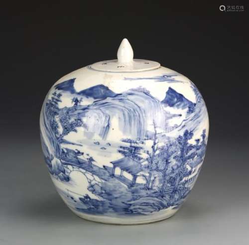 Chinese Blue and White Ginger Jar and Cover