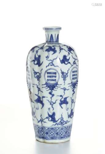 Blue/White Lobed Meiping Vase