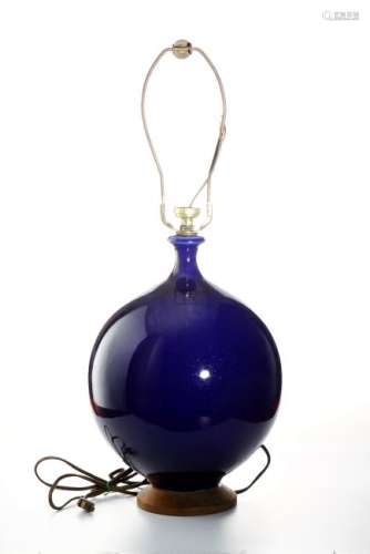 Blue Glazed Vase, Mounted as a Lamp