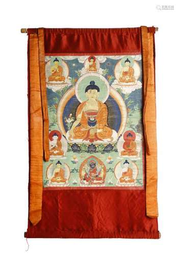 Tibetan Thangka Depicting Shakyamuni