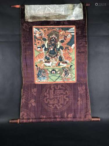 Tibetan Thangka Depicting Mahakala