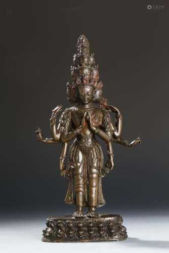 Bronze Buddha Figure Eleven-Headed Avalokiteshvara