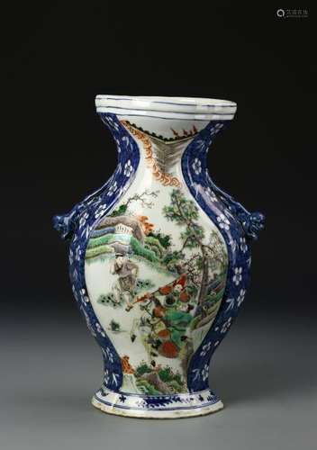 Chinese Blue White and Famille Rose Vase