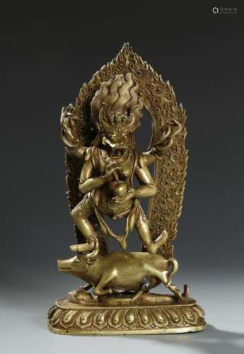 Gilt-Bronze Buddha Figure of Yama Dharmaraja