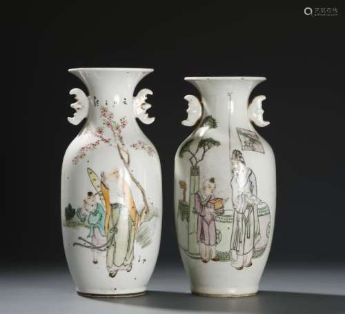 Two Republican Famille Rose Vases