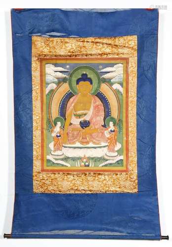 Chinese Thangka Depicting Shakyamuni Buddha