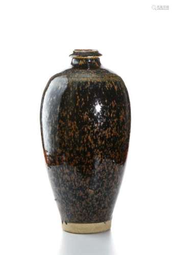 Black And Russet 'Partridge Feather' Glazed Meipin