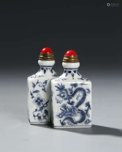 Blue and White Double Snuff Bottle