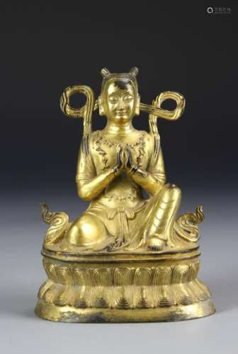 Chinese Gilt-Bronze Buddha Figure of Sadhanakumara
