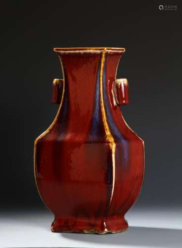 Flambe-Glazed Hexagonal Vases