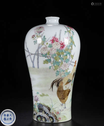 A YONGZHENG MARK FAMILLE ROSE VASE