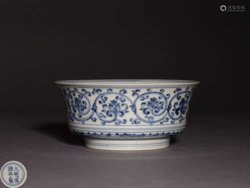 A XUANDE MARK BLUE&WHITE FLORAL PATTERN BOWL