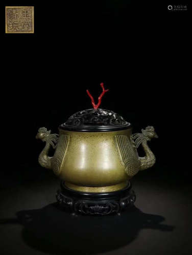 A YU TANG QING WAN BRAND BRONZE CENSER WITH MARKING