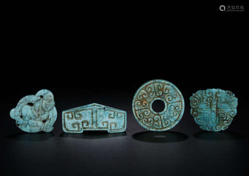 A SET OF TURQUOISE STONE PENDANTS