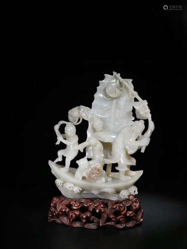 A HETIAN JADE ORNAMENT OF SAILING