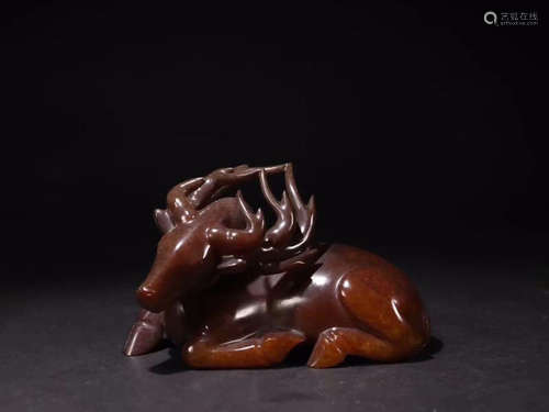 AN OLD JADE ORNAMENT OF DEER