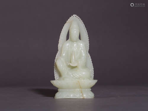 A HETIAN JADE GUANYIN SHAPED ORNAMENT