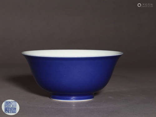 A QIANLONG MARK BLUE-GLAZE BOWL