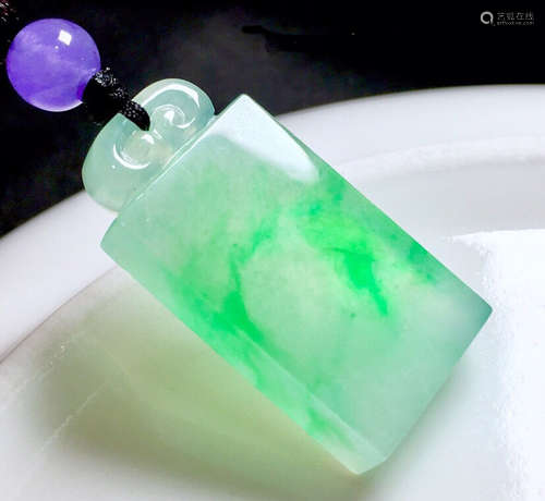 A JADEITE PENDANT OF PEACEFUL TABLET