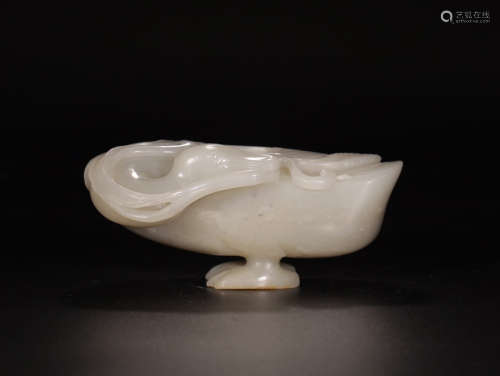 A HETIAN JADE PEN WASHER OF GOOSE SHAPED