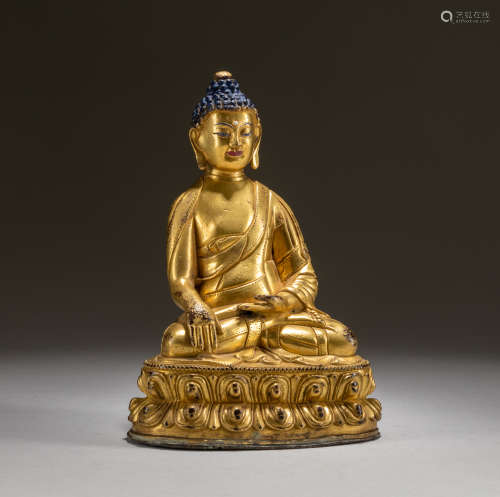 Chinese Antique Gilt Bronze Medicine Buddha