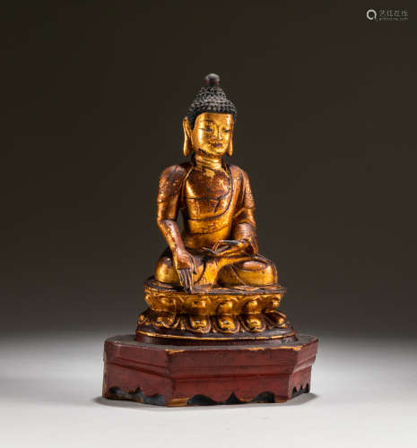 Ming Chinese Antique Gilt Bronze Buddha