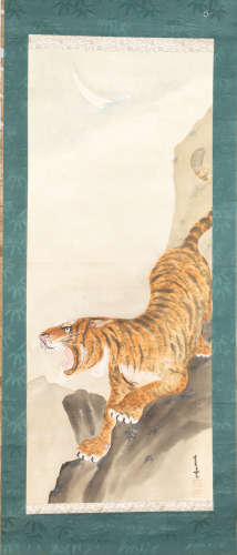19th Japanese Antique Painting Tiger