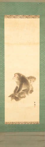 19-20th Japanese Antique Painting, Monkey