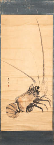 19th Japanese Antique Painting, Lobster