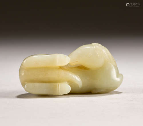 19th Chinese Antique Pale Celadon Jade Horse