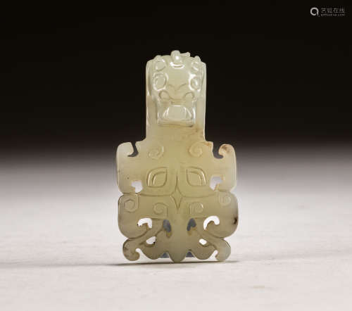 18-19th Chinese Antique White Jade Hook