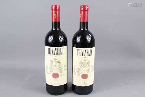 Two Bottles of 2001 Antinori Tignanello Toscara Tuscan Red Wine