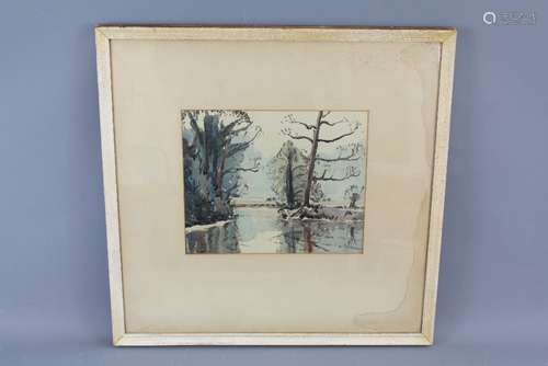 Irish School Early 20th Century Watercolour, entitled 'Water, Trees and Reflections', unsigned, approx 27 x 22 cms, framed and glazed