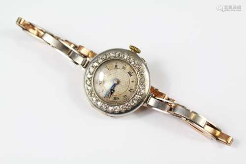 Lady's 14/15ct Gold, Platinum and Diamond Wrist Watch