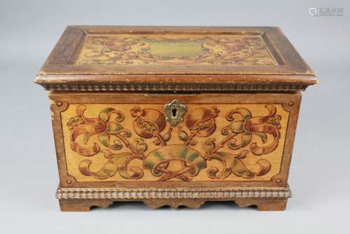 Italian Carved Wood Jewellery Box, with fitted interior, approx 26 x 16 x 16 cms