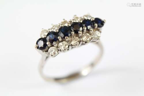 An 18ct White Gold Sapphire and Diamond Ring, approx 4