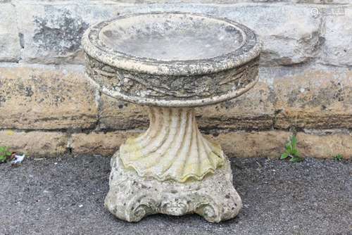 A Composite Bird Bath: The bath measures approx 42 dia x 42 cms h