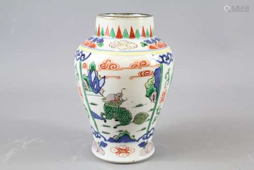 An Antique Wucai Chinese Vase