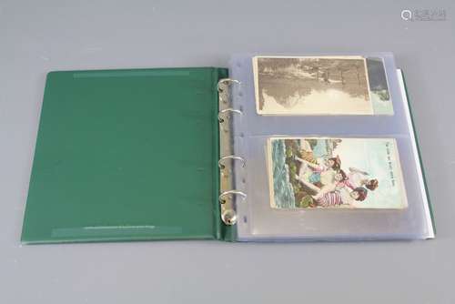 A Small Green Album of Vintage Postcards, this lot comprises approx 78 postcards