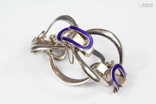 A Scandinavian Silver and Enamel Bracelet