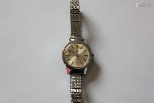 A Lady's Stainless Steel Omega Wrist Watch