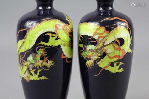 A Pair of Japanese Cloisonne Vases