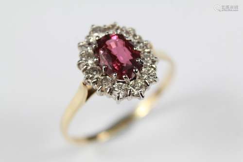 An 18ct Yellow Gold Ruby and Diamond Cluster Ring