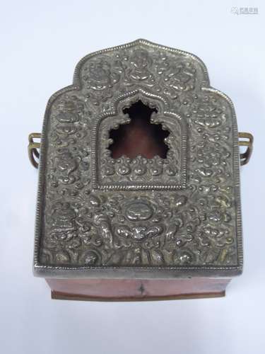 Antique Tibetan Copper and Silver Prayer Box