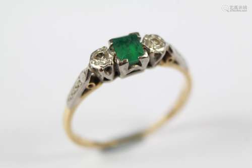 A Lady's 18ct Gold and Platinum Emerald and Diamond Ring