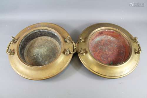 A Pair of Brass Spanish/Portuguese Braziers marked Giartiutre