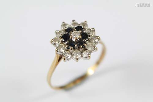 A 9ct Gold Sapphire Cluster Ring, approx 2