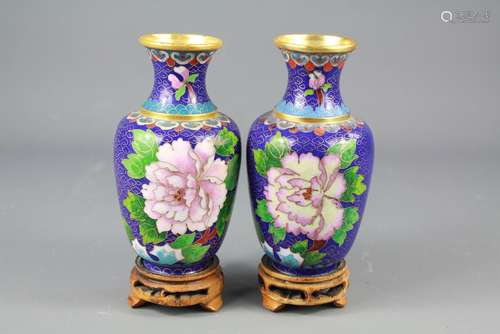 20th Century Chinese Cloisonne Vases, approx 20 cms