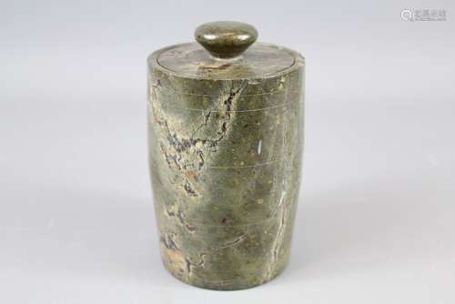 A Green Hard-stone Tobacco Jar