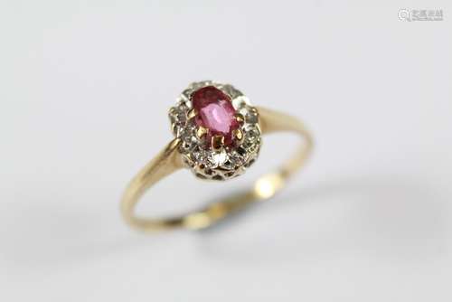 A 9ct Gold Diamond and Ruby Ring, size H, approx 1